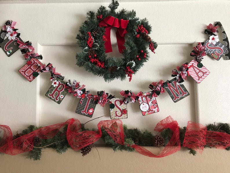 Christmas photo prop Christmas decor Red and Black Christmas Christmas party decoration Christmas Banner Merry Christmas Banner