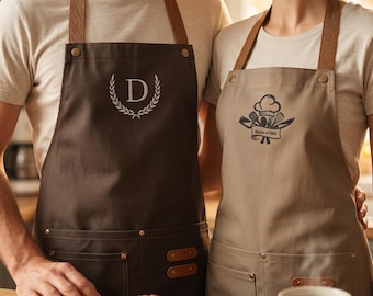 Custom Embroidered Apron for Men & Women,Custom BBQ Apron for Men,Cooking Apron,Embroidered Chef Apron,Gardening Apron,Father’s Day Gift