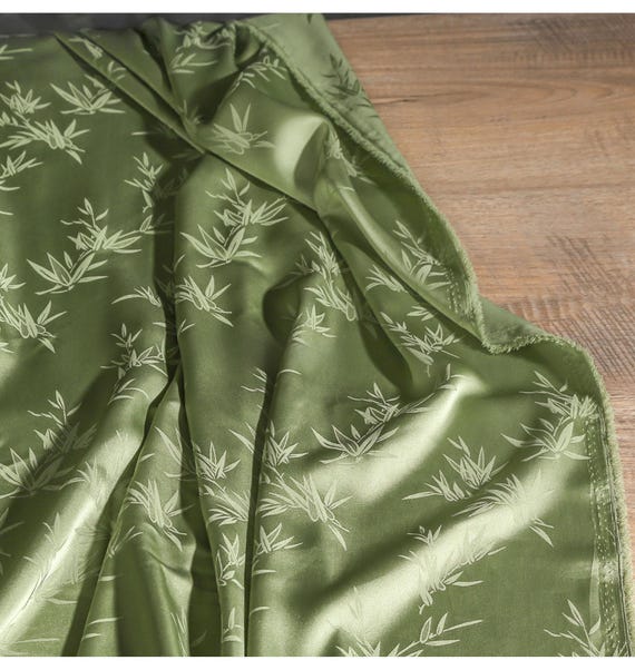 Sage Green Bamboo Leaf Acetate Satin - Draping Silky Fabric for Dress, Slip