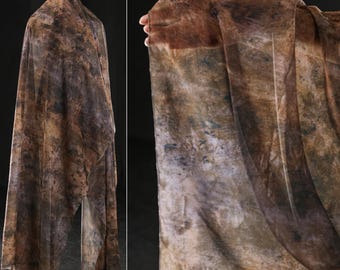 Speckled Yellow Black Tencel Gauze, Drapey Sheer Fabric for Boho Dress, Luxury Curtain