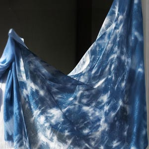 Ocean Blue Tie Dye Chiffon - Sheer Textured Fabric for Hanfu & Skirts image 11