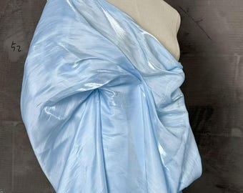 Sky Blue Island Light Ripple Texture Satin Fabric, Flowing Luster Cloth for Resort Wear