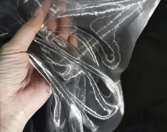 Carbon Gray Liquid Sheer - Transparent Organza for Celestial Hanfu, Evening Gown Overlay & Couture