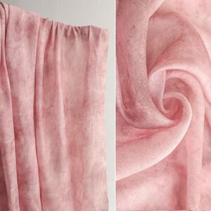 Carmine Flower Tree Jacquard Botanical Dyed Chiffon, Viscose Polyester Crinkle Fabric for Artistic Dresses image 2