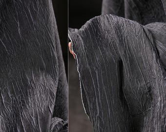 Linear Pleated Denim | Heavy Textured Washed Fabric | Non-Stretch Upcycled Jeans | Jacket Skirt Creative Supplies