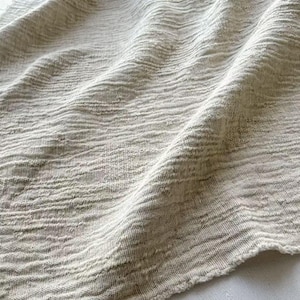 Undulating Crinkle Distressed Washed Old Linen Cotton Blend Fabric, Creative Vintage Design Fabric image 1