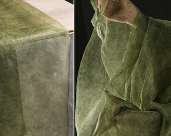 Oz Green Stir-Dyed Silk Organza - 100% Sheer Ethereal Fabric for Poetic Design