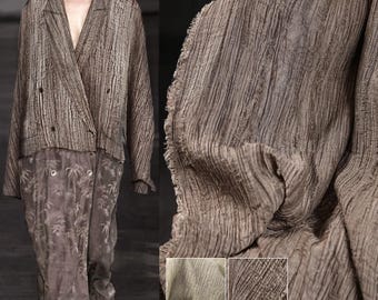 Brown Wabi-Sabi Tencel Linen - Textured Faded Fabric for Natural Style