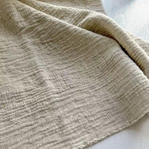 Undulating Crinkle Distressed Washed Old Linen Cotton Blend Fabric, Creative Vintage Design Fabric image 5