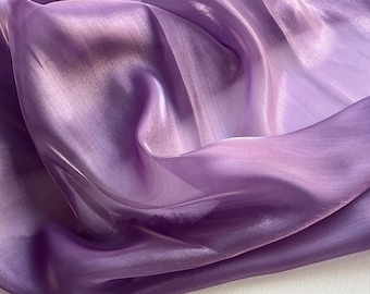 Purple Starry Satin Fabric – Sheer Lightweight Designer Material for Gowns