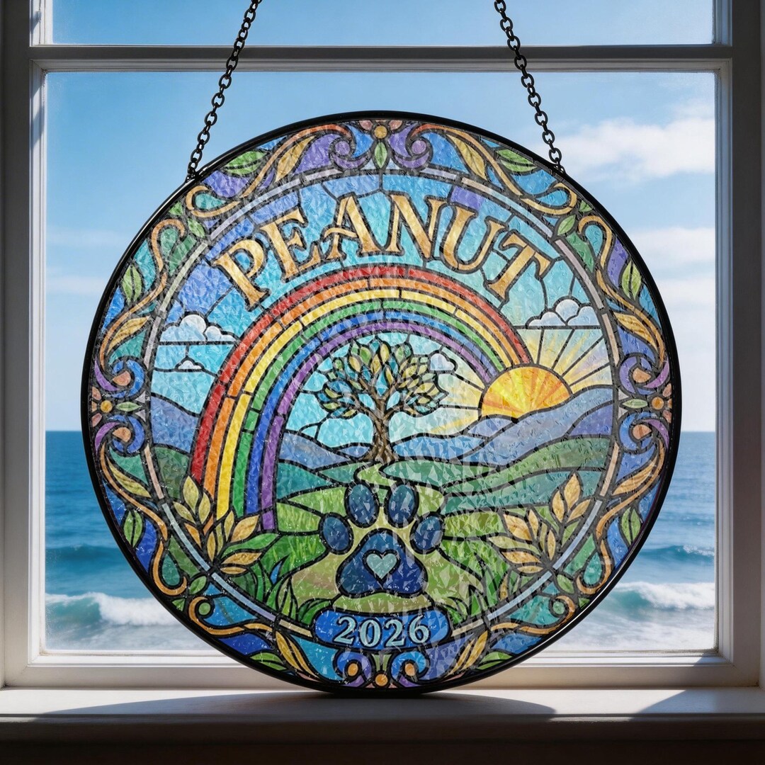 Pet Memorial Suncatcher Rainbow Bridge, Dog Loss Gift, Personalized Pet ...