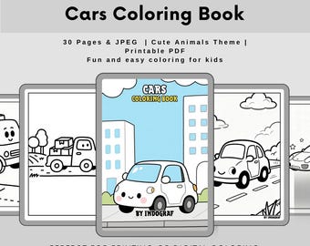 Cars Coloring Book for Kids – 30 Vehicle Pages (Printable PDF) – Transportation Coloring Sheets