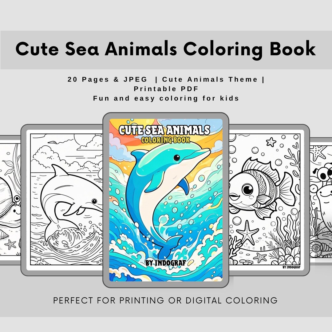 Sea Animals Coloring Book for Kids | 20 Printable Pages (PDF Download ...
