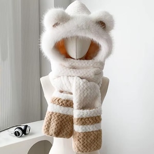 Conjunto de gorro de inverno ultramacio • Gorro + cachecol + luvas • Gorro à prova de vento com proteção para as orelhas para mulheres