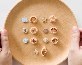 Mini Sea Shell Polymer Clay Cutter Set, Nautilus Starfish Sand Dollar Beach Stud Cutters
