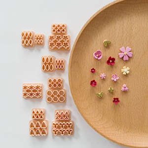 Mini Flower Polymer Clay Cutters, 13-Piece Petal and Leaf Builder Set