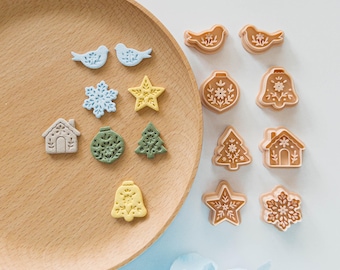Christmas Polymer Clay Cutters, 7-Design Nordic Engraved Set