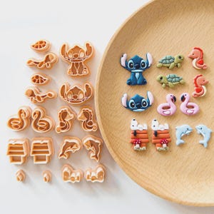 Summer Sea Animal Stitch Clay Cutter Bundle for Stud Earrings, Seahorse Flamingo Turtle Dolphin