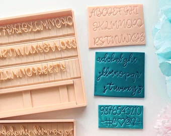 Script Alphabet Stamps Clay | Cursive Letter | Handwritten Font | Polymer Clay and Fondant (8mm|12mm)