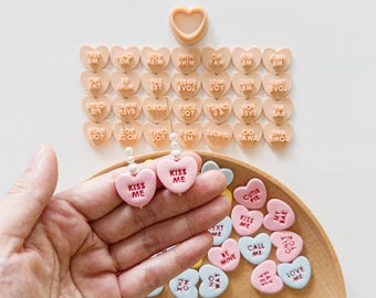 Heart Word Stamp Bundle | 28 Love Phrases 20mm | Polymer Clay Stamp Cutter