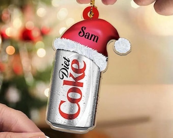Personalized Diet Coke Ornament , Custom Zero Can With Santa Hat Ornament, Custom Coke Can 2D Flat Ornament
