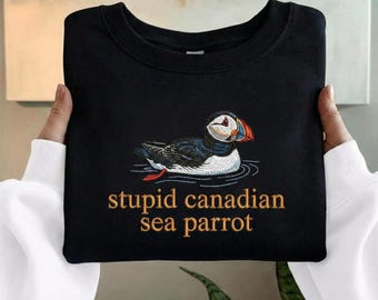 Atlantic Puffin on Comfort Embroidered Sweatshirt | Funny Puffin Bird Crewneck