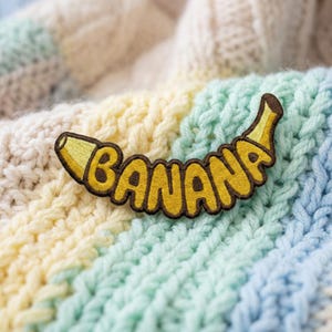 Banana Embroidered Patch, Cute Fruit Iron On Patch, Funny Yellow Badges, Custom Word Jacket Decor, Cool Food Gift