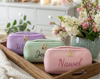 Bolsa de maquillaje bordada, bolsa de maquillaje personalizada, neceser, neceser, organizador de maquillaje, bolsa de viaje, propuesta de matrimonio, regalo de cumpleaños
