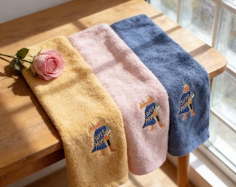 Toalla de mano personalizada para mamá con bordado y nombre, toalla suave personalizada para mamá, toalla de baño de algodón orgánico bordada para papá, regalo para el Día de la Madre.