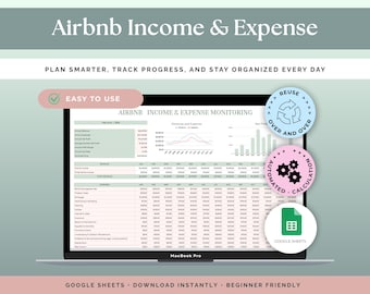 Spreadsheet inkomsten Expense Tracker Airbnb | Winstcalculator huurwoningen | Sjabloon voor financieel dashboard voor vakantiewoningen: Google Spreadsheets