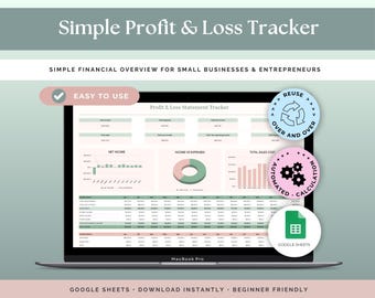 Profit and Loss Template P&L Template Google Sheets, Profit calculator, Profit Loss Sheet, Profitability Statement PL Statement