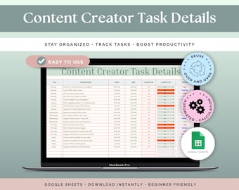 Digitale sjabloon Taakplanner voor maker | Workflow-organizer sociale media | Productiviteitssysteem voor contentmakers