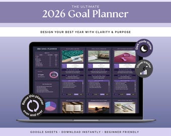 Goal Planner Spreadsheet Google Sheets Goal Tracker SMART Goal Setting Template Digital Annual Vision Board ADHD New Years Resolutions