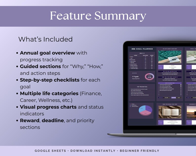 Goal Planner Spreadsheet Google Sheets Goal Tracker SMART Goal Setting ...
