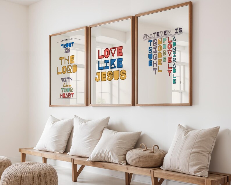 Timil Wall Scriptures Set of 6 Unique Contemporary Scripture Wall Art | Bible Verse Prints ...