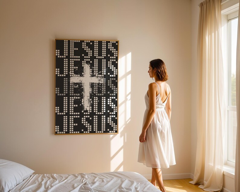 Unique Cross Wall Art, Black White Christian Art, Modern Scripture Art ...