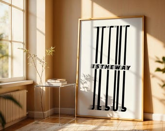 Jesus Is The Way Wall Art, Modern Christian Poster, Minimalist Scripture Print, Black and White Christian Office,