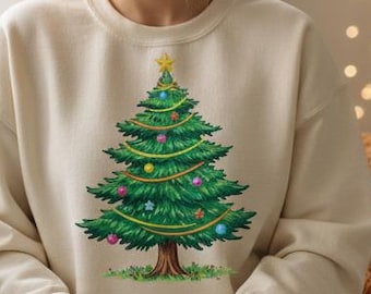 Árbol de Navidad en acuarela PNG, diseño de camiseta navideña (descarga digital)