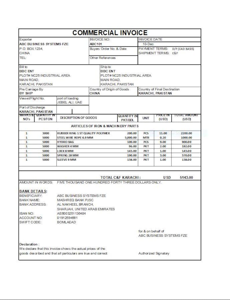 Excel Invoice Template With Packing List, Editable Business Billing ...