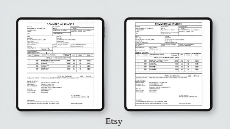 Excel Invoice Template With Packing List, Editable Business Billing ...