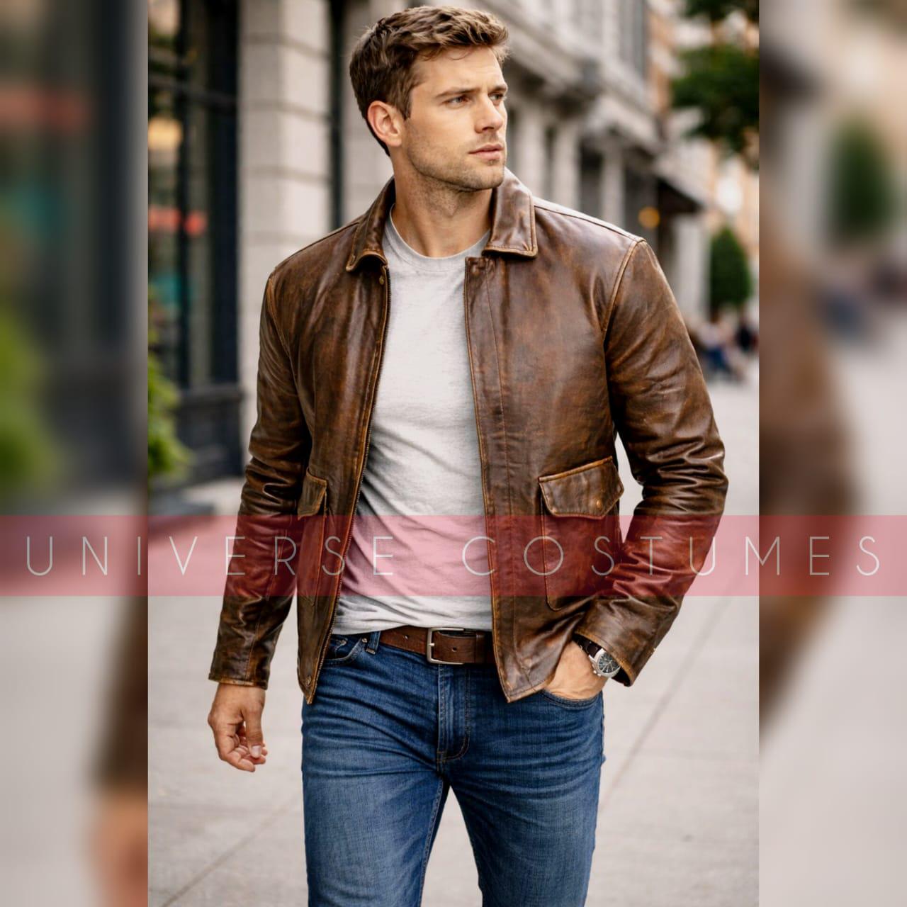 Men's Indiana-inspired Leather Jacket – Adventure Explorer Coat