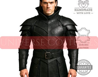 Handmade Black Leather Armor Costume | Medieval Dark Lord Knight Cosplay