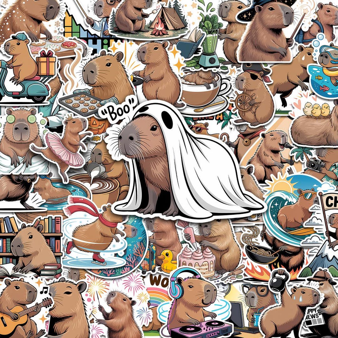 60pcs Capybara Sticker Funny Capybara Chill Quote, Be Cappy, Stay Cool ...