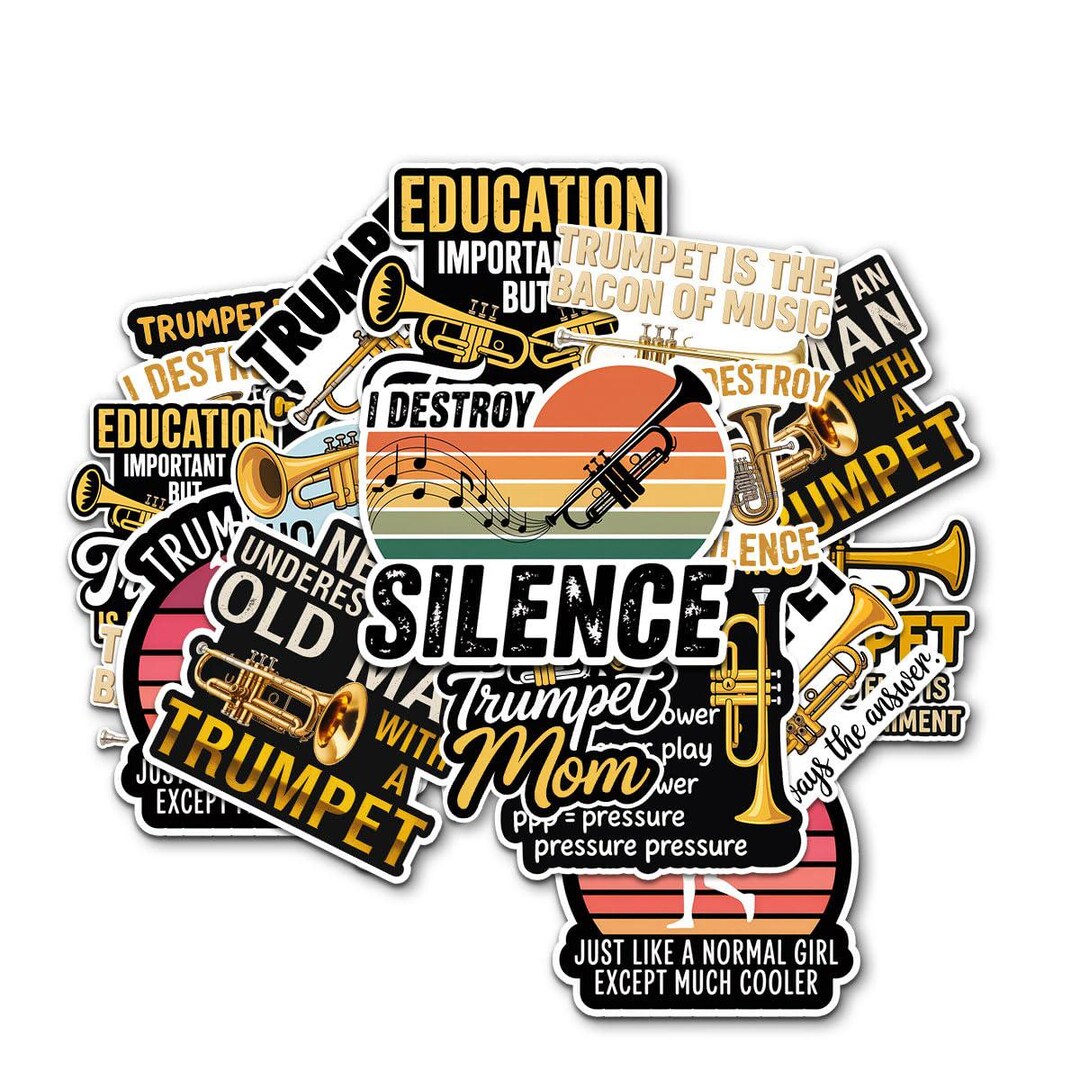 Silver Trumpet Sticker 12pcs Trumpet Stickers, Trumpet Players Stickers, Band Members Sticker ...
