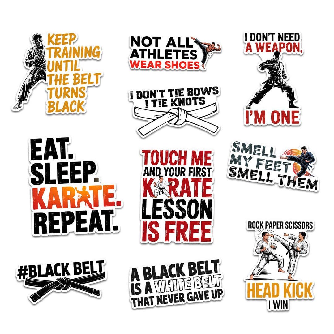 10pcs Karate Stickers Pack – Cute Sporty Karate Decals for Martial ...