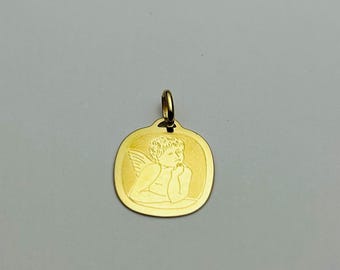 Pendentif ange gardien en or 18 carats, breloque ange catholique, pendentif religieux, cadeau de baptême, bijou de communion et de confirmation