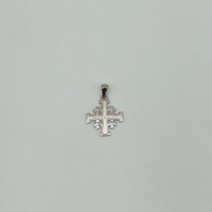Jeruzalemkruis hanger 925 sterling zilver | Katholiek kruis bedeltje | Christelijke religieuze ketting | Geloofssieraad cadeau | 23 mm