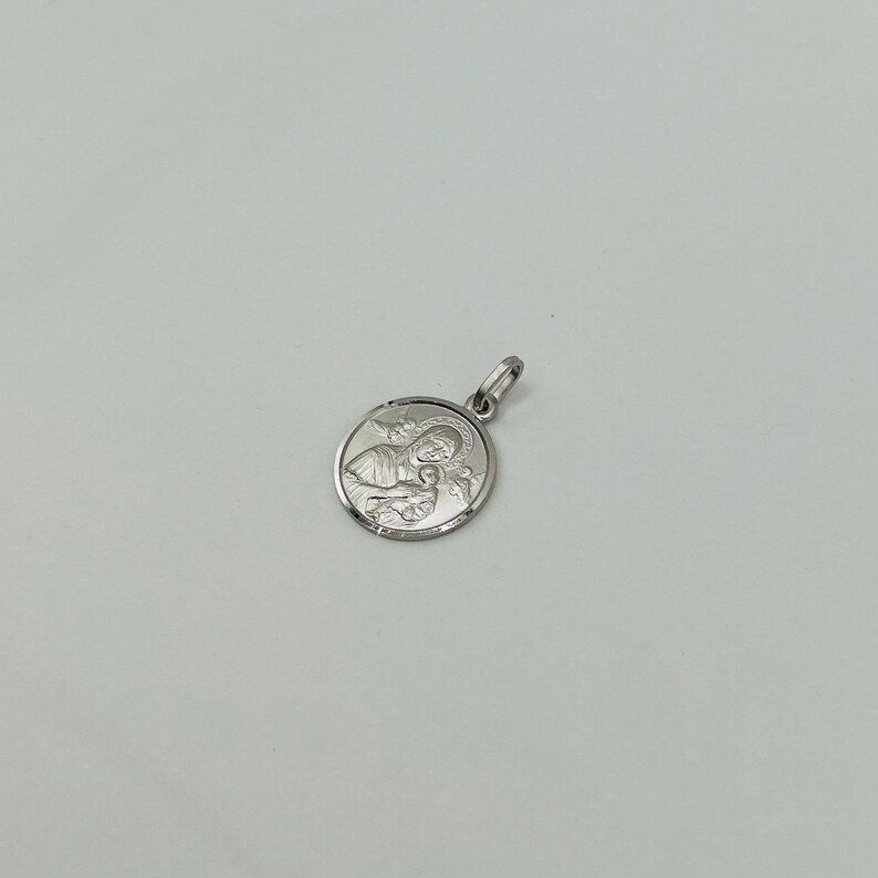 Virgin Mary and Child Medal 925 Sterling Silver | Madonna Pendant ...