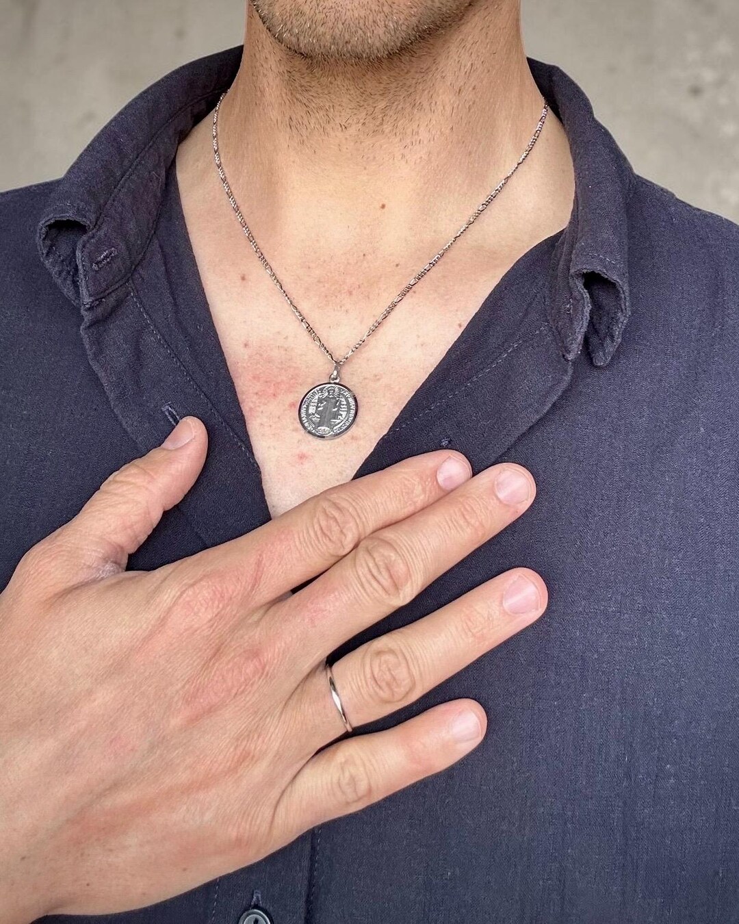 St Benedict Medal Necklace 925 Sterling Silver | Saint Benedict Pendant ...
