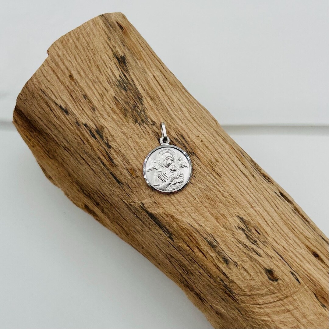 Virgin Mary and Child Medal 925 Sterling Silver | Madonna Pendant ...